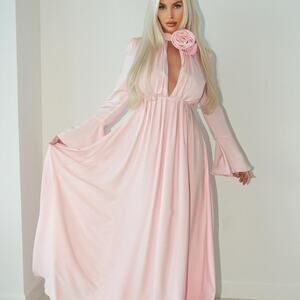 Pink floral maxi dress